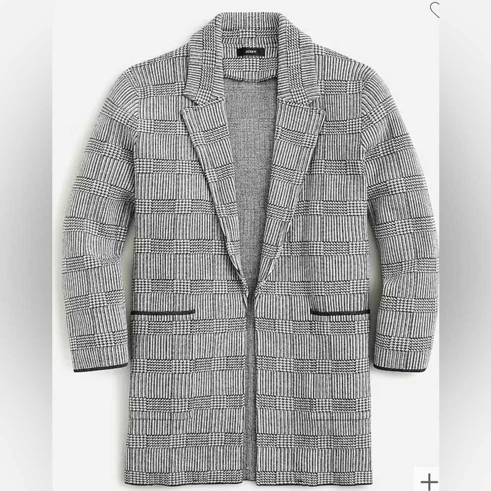 J. Crew Women's Sophie open-front sweater-blazer in glen plaid Size S  AQ413